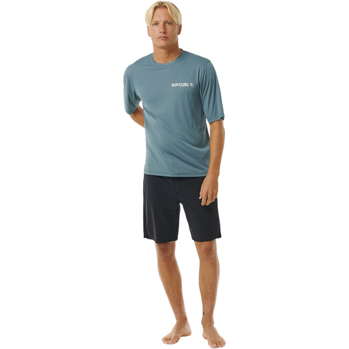 2024 Rip Curl Icons Surflite UPF Short Sleeve Surf Tee 14YMRV - Blue Stone